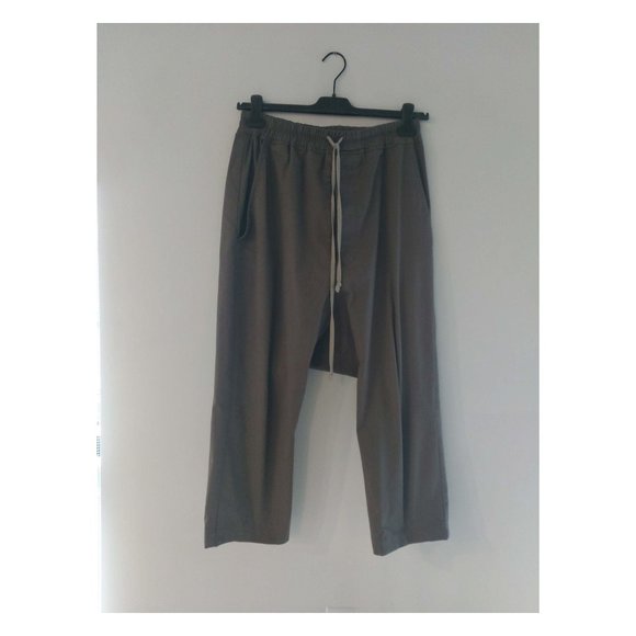 Rick Owens Taupe Drawstring Cropped Trousers Size 32 - Picture 1 of 7